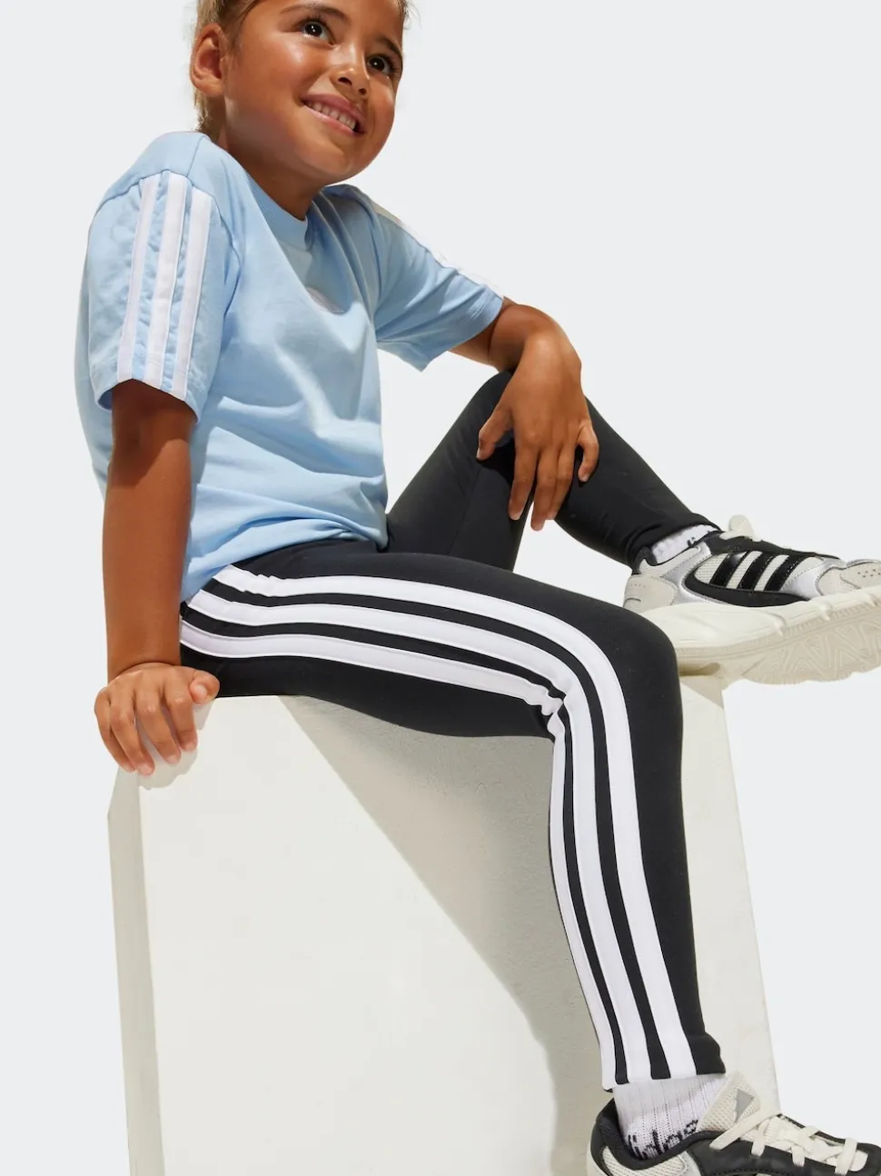 adidas Black Essentials 3-Stripes Leggings Little Kids
