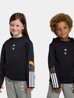 adidas Black Minecraft 3 Stripes Little Kids Thermal Hoodie