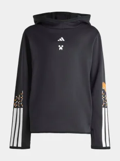 adidas Black Minecraft 3 Stripes Little Kids Thermal Hoodie