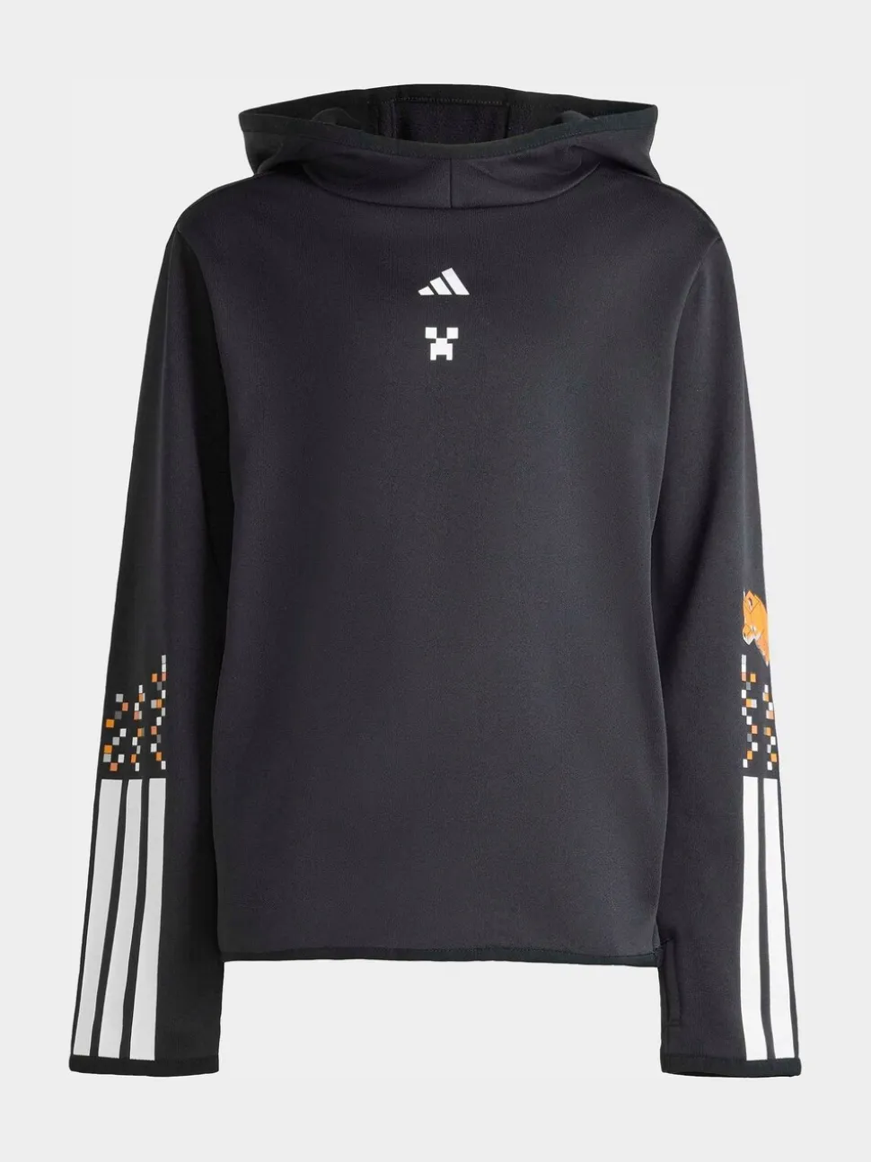 adidas Black Minecraft 3 Stripes Little Kids Thermal Hoodie