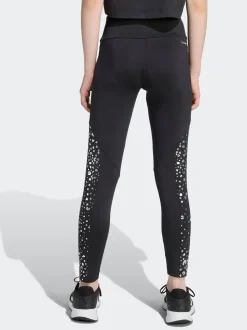 adidas Black Training Essentials Glam Print Kids Leggings