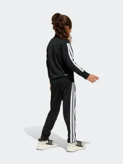 adidas Black/Red Essentials Tiberio 3-Stripes Little Kids Tracksuit