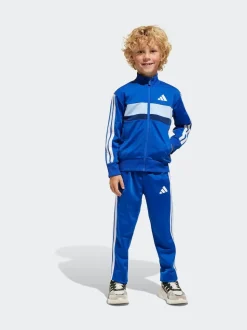 adidas Blue Essentials Tiberio 3-Stripes Little Kids Tracksuit