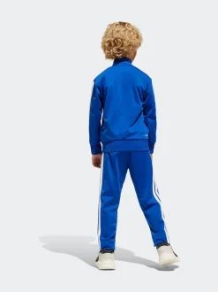 adidas Blue Essentials Tiberio 3-Stripes Little Kids Tracksuit