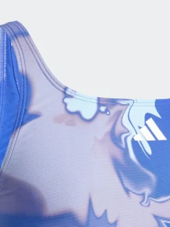 adidas Blue Tie Dye V-Back Kids Swimsuit