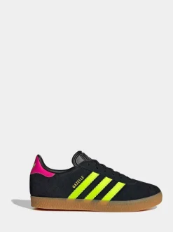 adidas Originals Black/Neon/Pink Gazelle Junior Trainers