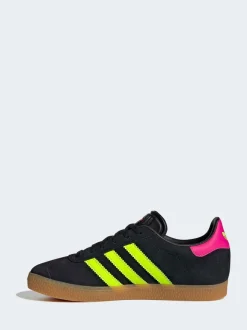 adidas Originals Black/Neon/Pink Gazelle Junior Trainers