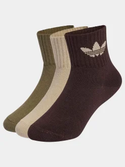adidas Originals Dark Brown 3 Pack Ankle Socks