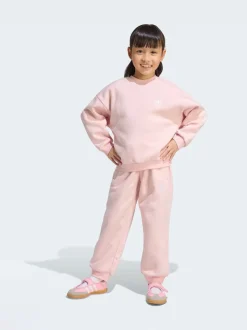 adidas Originals Pink Oversized Sweatshirt and Jogger Little Kids Set
