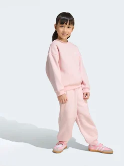 adidas Originals Pink Oversized Sweatshirt and Jogger Little Kids Set