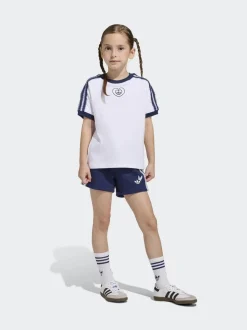 adidas Originals White Disney Alice in Wonderland Top and Shorts Little Kids Set