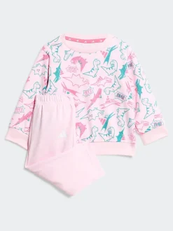 adidas Pink Essentials Adiraptor French Terry Infant Kids Joggers Set