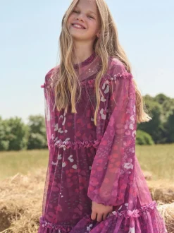 Angel & Rocket Baby Pink Cara Printed Swing Mesh Dress