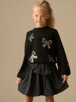 Angel & Rocket Black Anna Sequin Bow Jumper