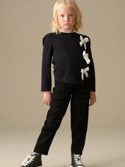 Angel & Rocket Black Aylie Beaded Barrel Leg Jeans