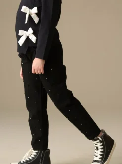 Angel & Rocket Black Aylie Beaded Barrel Leg Jeans