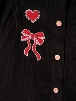 Angel & Rocket Black Connie Embroidered Cord Shirt Dress
