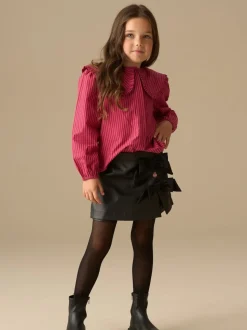 Angel & Rocket Black Danni Side Bow Faux Leather Skort