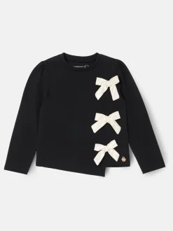 Angel & Rocket Black Eliza Asymmetric Bow Long Sleeves Top