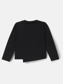 Angel & Rocket Black Eliza Asymmetric Bow Long Sleeves Top