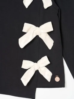 Angel & Rocket Black Eliza Asymmetric Bow Long Sleeves Top