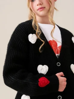 Angel & Rocket Black Everly Heart Print Cardigan