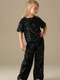 Angel & Rocket Black Leona Velvet Sequin Trousers