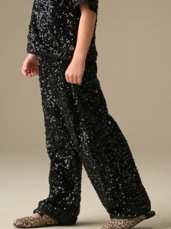 Angel & Rocket Black Leona Velvet Sequin Trousers