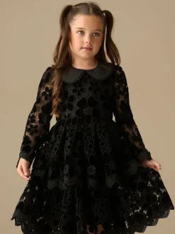 Angel & Rocket Black Mavea Velvet Lace Dress