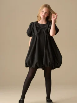 Angel & Rocket Black Nadia Puffball Bow Collar Dress