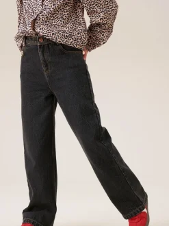 Angel & Rocket Black Piper Leopard Print Star Applique Wide Leg Jeans