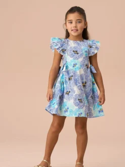Angel & Rocket Blue Alessandra Side Bow Shirred Panel Dress