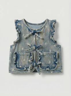 Angel & Rocket Blue Kiki Embroidered Daisy Denim Gilet