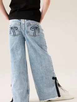 Angel & Rocket Blue Lena Bow Detail Straight Leg Jeans