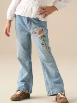 Angel & Rocket Blue Millie Embroidered Flared Denim Jeans