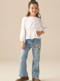 Angel & Rocket Blue Millie Embroidered Flared Denim Jeans