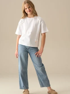 Angel & Rocket Blue Mollie Barrel Leg Denim Jeans