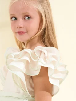 Angel & Rocket Cream 100% Cotton Border Print Emillie Tie Sash Dress