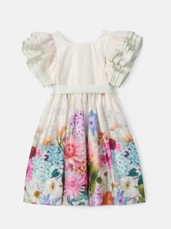 Angel & Rocket Cream 100% Cotton Border Print Emillie Tie Sash Dress