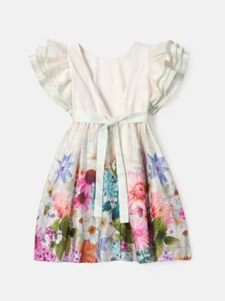 Angel & Rocket Cream 100% Cotton Border Print Emillie Tie Sash Dress
