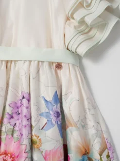 Angel & Rocket Cream 100% Cotton Border Print Emillie Tie Sash Dress