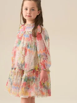 Angel & Rocket Cream Beatrice Mesh Frill Dress