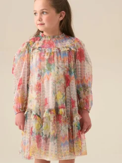 Angel & Rocket Cream Beatrice Mesh Frill Dress