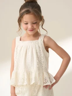 Angel & Rocket Cream Kinsley Jersey Crochet Top