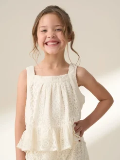 Angel & Rocket Cream Kinsley Jersey Crochet Top