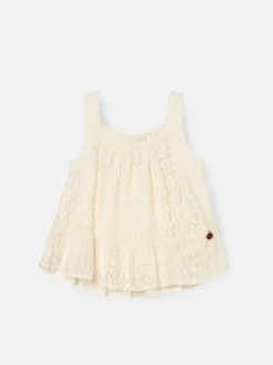Angel & Rocket Cream Kinsley Jersey Crochet Top