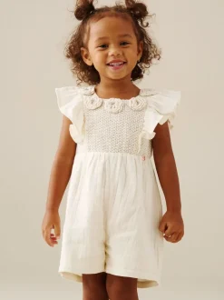 Angel & Rocket Cream Maci Crochet Playsuit