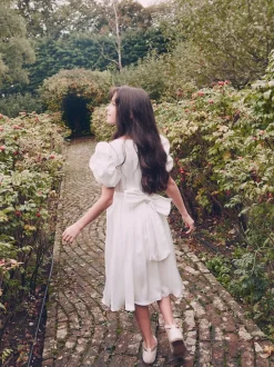 Angel & Rocket Cream Portia Pleated Bodice Bow Dress