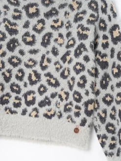 Angel & Rocket Grey Ginny Leopard Print Eyelash Jumper