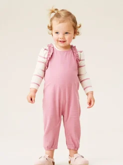 Angel & Rocket Pink Mila Frill Shoulder Dungaree And Print Bodysuit